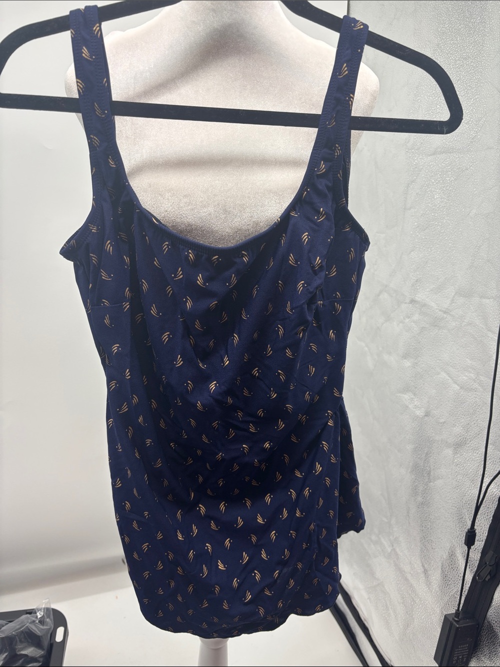 Longitude Navy Blue Printed Swim Camisole with Gold Accent brand new
